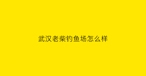 “武汉老柴钓鱼场怎么样(武汉老蔡钓鱼场)