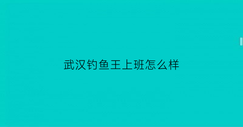 武汉钓鱼王上班怎么样(武汉钓鱼王渔具公司)
