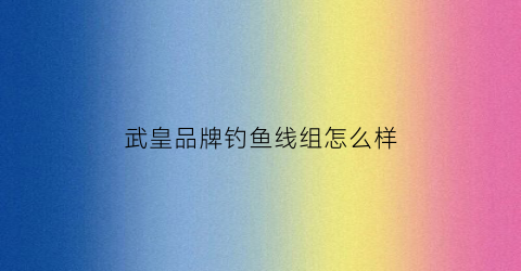 武皇品牌钓鱼线组怎么样(武皇威武)