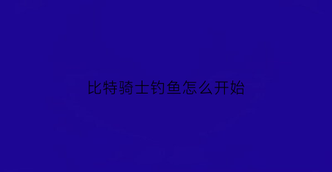 比特骑士钓鱼怎么开始(比特骑士下载)
