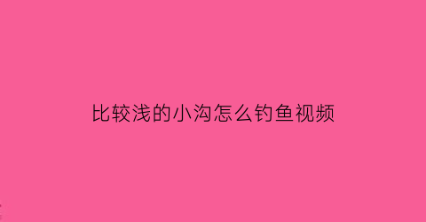 比较浅的小沟怎么钓鱼视频(小沟钓鱼怎么钓)
