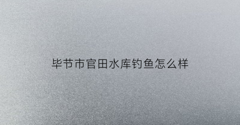 毕节市官田水库钓鱼怎么样(官田水库有人钓鱼吗)