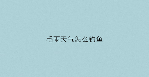 毛雨天气怎么钓鱼(雨天怎么野钓)