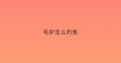 毛驴怎么钓鱼(毛驴怎么钓鱼视频)