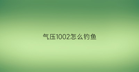 “气压1002怎么钓鱼(气压1012hpa适合钓鱼)