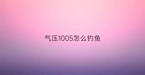 气压1005怎么钓鱼