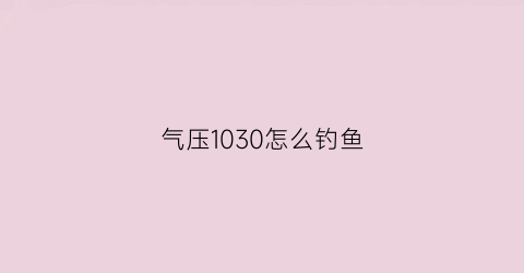 气压1030怎么钓鱼