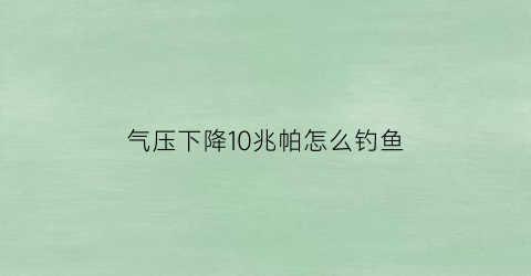 气压下降10兆帕怎么钓鱼(气压下降钓鱼怎么钓)
