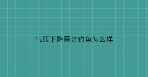 气压下降黑坑钓鱼怎么样(气压低影响钓鱼吗)