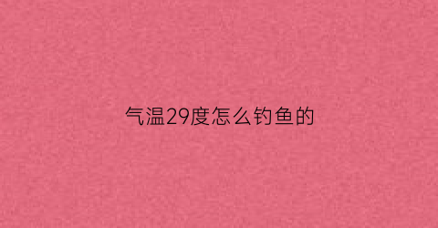气温29度怎么钓鱼的(气温29度怎么钓鱼的呢)
