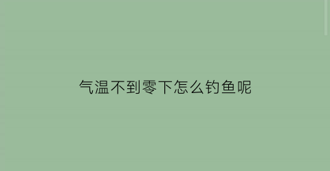 气温不到零下怎么钓鱼呢