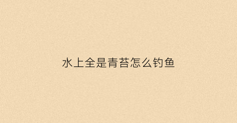 水上全是青苔怎么钓鱼(水里全是青苔可以钓鱼吗)