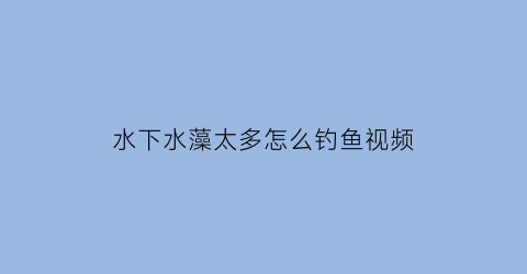 水下水藻太多怎么钓鱼视频(水里藻类太多怎么处理)