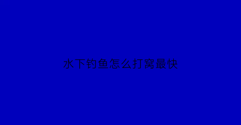 水下钓鱼怎么打窝最快(水下鱼钩视频)