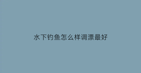 “水下钓鱼怎么样调漂最好(钓鱼水下视频大全高清2017)