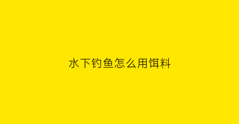 “水下钓鱼怎么用饵料(水下钓鱼怎么用饵料最好)