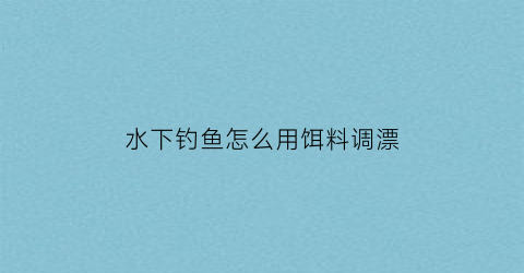 “水下钓鱼怎么用饵料调漂(水下视频钓鱼视频直播)