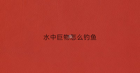 水中巨物怎么钓鱼(河中巨怪钓鱼装备)