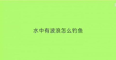 水中有波浪怎么钓鱼(水面有波浪时怎么调漂)