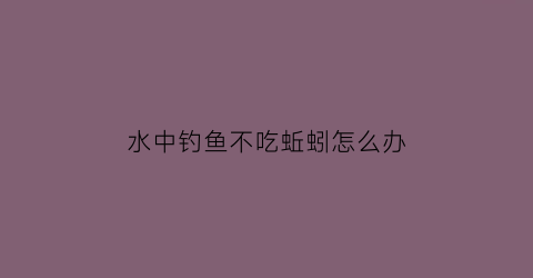 “水中钓鱼不吃蚯蚓怎么办(野钓不吃蚯蚓)