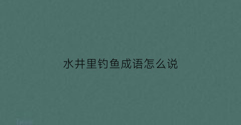 水井里钓鱼成语怎么说(在水井里钓鱼)