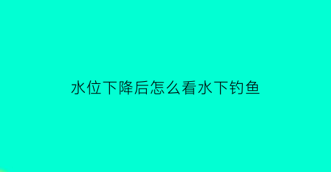 水位下降后怎么看水下钓鱼