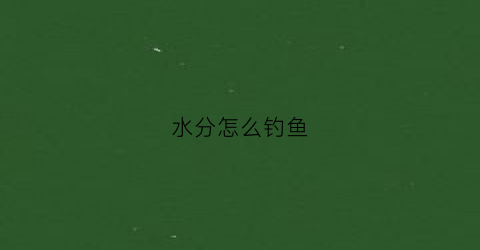 水分怎么钓鱼(如何根据水质钓鱼)