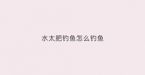 水太肥钓鱼怎么钓鱼(水太肥钓鱼没口怎么办)