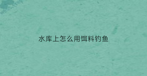 水库上怎么用饵料钓鱼(水库上怎么用饵料钓鱼呢)