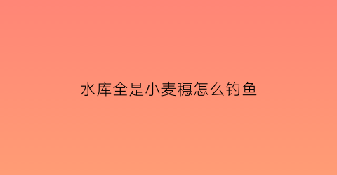 “水库全是小麦穗怎么钓鱼(钓鱼小麦穗太多有什么最好的办法)