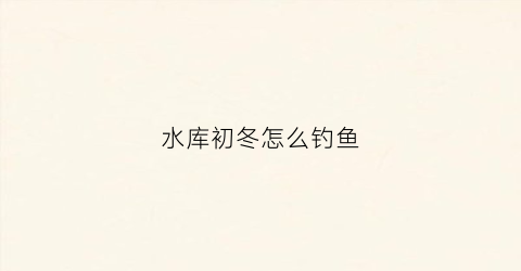 水库初冬怎么钓鱼(水库初冬怎么钓鱼呢)