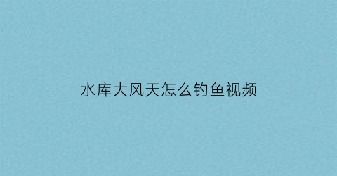 水库大风天怎么钓鱼视频(水库大风怎么调漂)