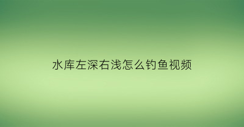 “水库左深右浅怎么钓鱼视频(水库的左岸右岸怎么分)