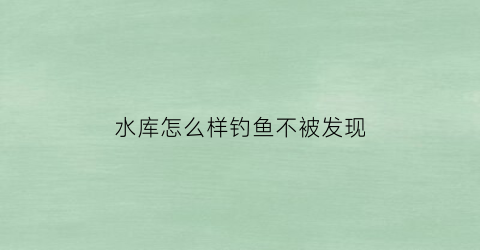 水库怎么样钓鱼不被发现(水库如何钓鱼)
