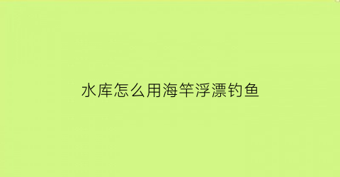 水库怎么用海竿浮漂钓鱼(在水库用海竿钓鱼用什么饵最适合)