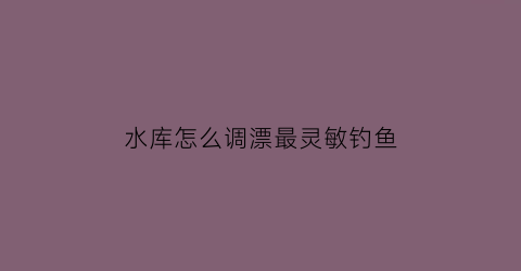 “水库怎么调漂最灵敏钓鱼(水库怎样调漂灵敏度高视频)