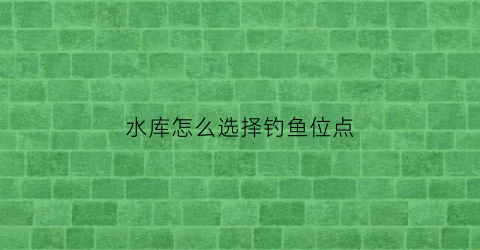 “水库怎么选择钓鱼位点(水库钓鱼如何选位置)