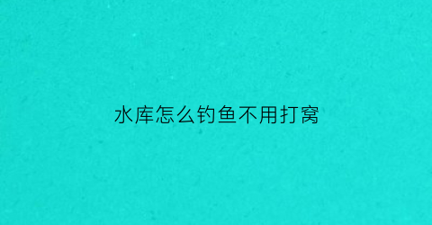 “水库怎么钓鱼不用打窝(水库野钓怎么打窝)