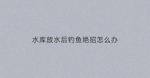 水库放水后钓鱼绝招怎么办(水库一直放水钓什么位置好)