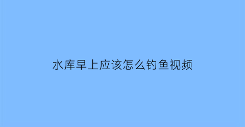 “水库早上应该怎么钓鱼视频(上午钓水库)