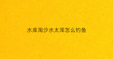 水库淘沙水太浑怎么钓鱼
