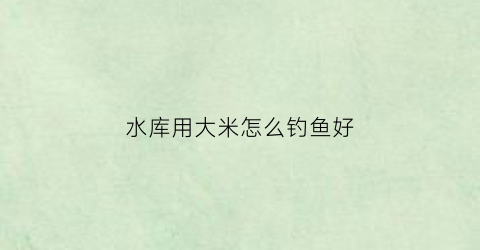 水库用大米怎么钓鱼好(水库用大米怎么钓鱼好用)