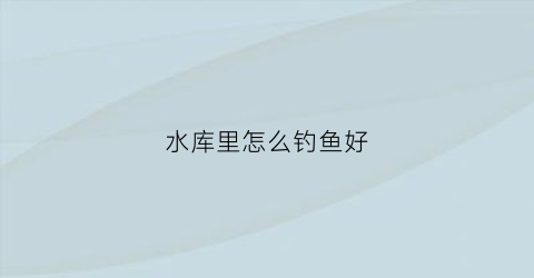 水库里怎么钓鱼好(水库里怎么钓鱼好钓)