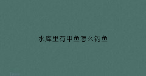 水库里有甲鱼怎么钓鱼(水库钓甲鱼用什么饵最好)