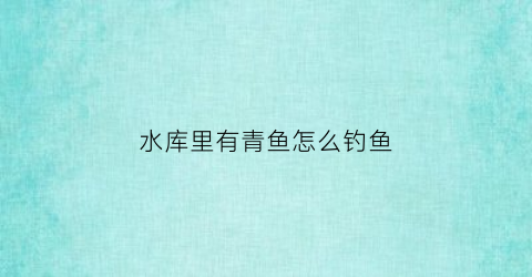 水库里有青鱼怎么钓鱼(水库青鱼一般在什么位置)