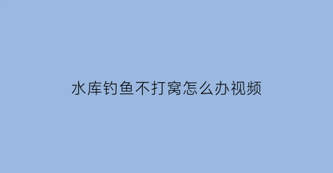 水库钓鱼不打窝怎么办视频