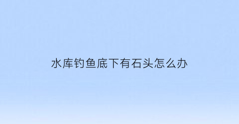 “水库钓鱼底下有石头怎么办(水库钓鱼底下有石头怎么办视频)