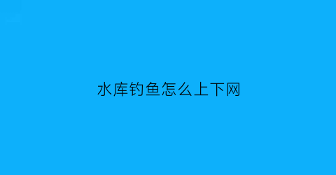 “水库钓鱼怎么上下网(水库下网怎么下)