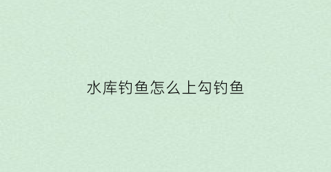水库钓鱼怎么上勾钓鱼(水库钓鱼该怎么钓)