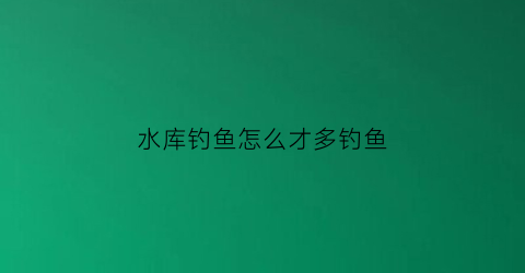 水库钓鱼怎么才多钓鱼(水库怎么好钓鱼)